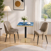 TAVOLO quadrato 60x60 cm effetto marmo Blu MDF e metallo