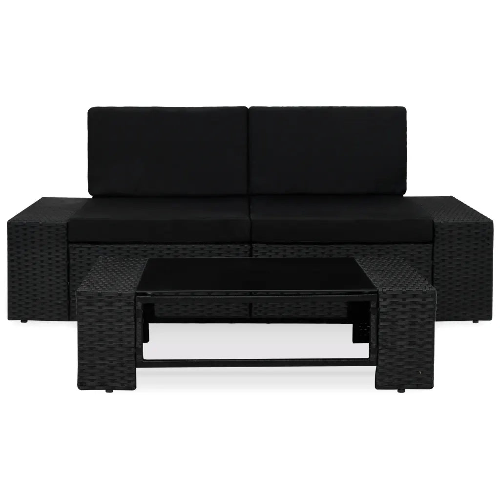 Set Divani da Giardino 3 pz in Polyrattan Nero 49507