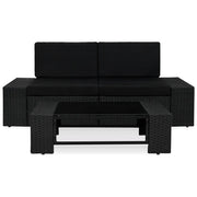 Set Divani da Giardino 3 pz in Polyrattan Nero 49507