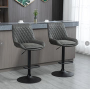 Set di 2 sgabelli da bar regolabili grigio scuro con schienale