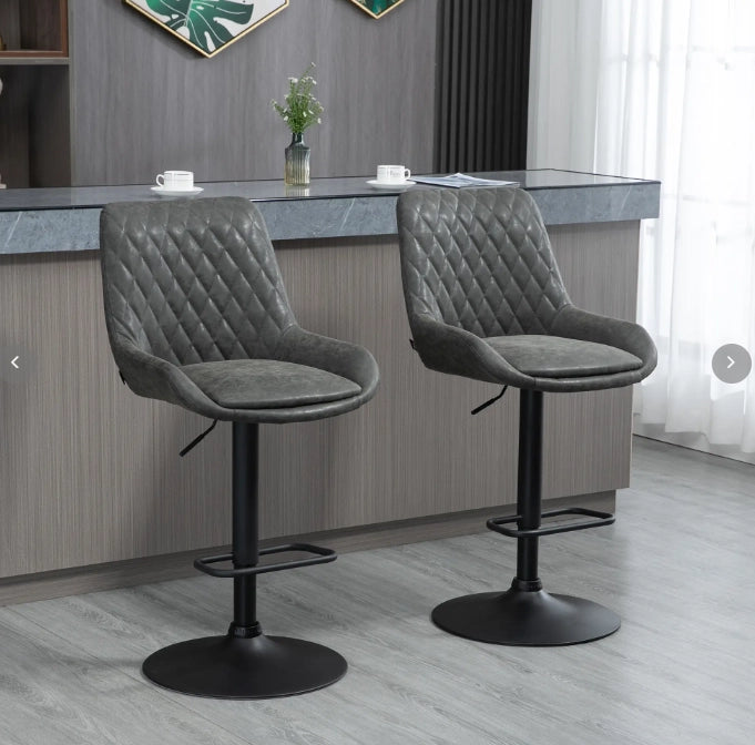 Set di 2 sgabelli da bar regolabili grigio scuro con schienale