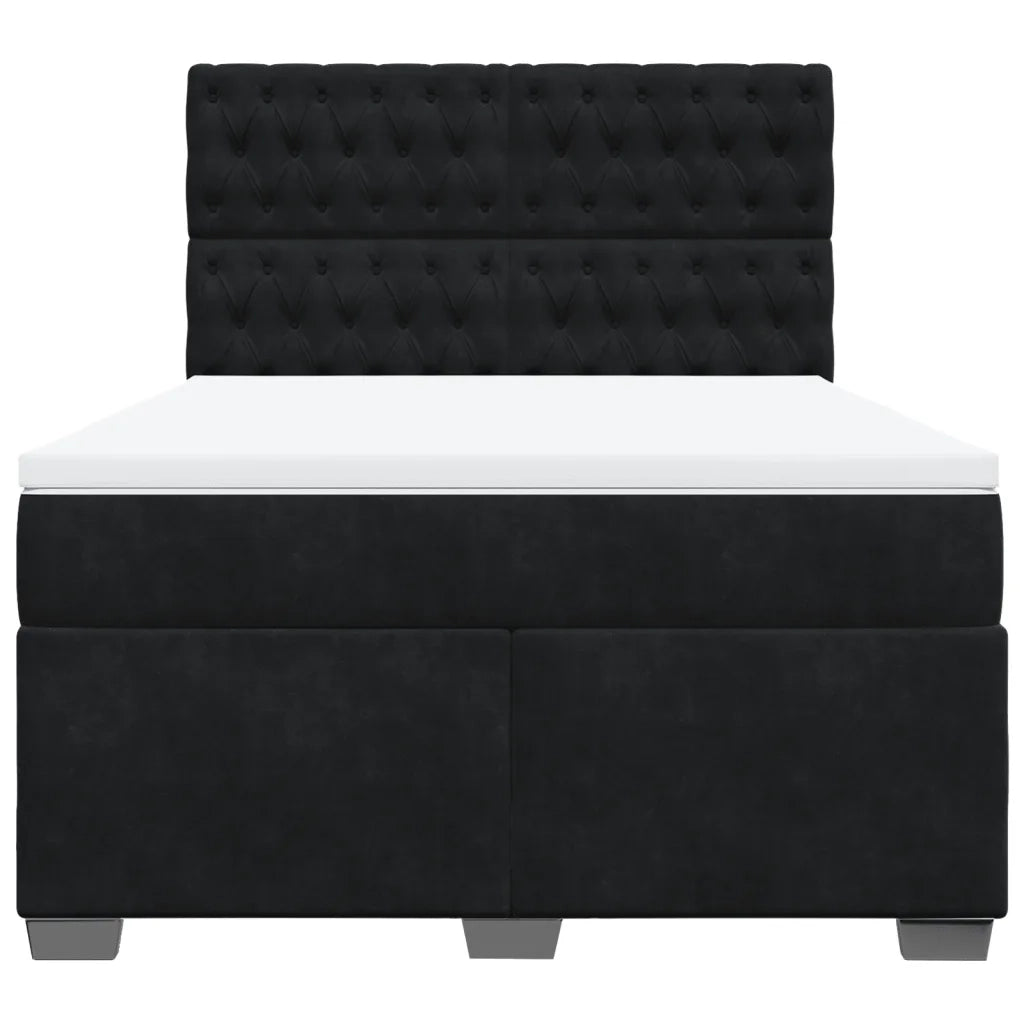 Giroletto a Molle con Materasso Nero 140x190 cm in Velluto