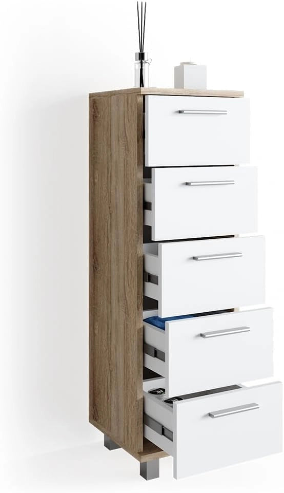 Cassettiera da bagno Ilias, Sonoma, 30 x 95 cm, adatto per il montaggio a parete e combinabile con la serie Ilias