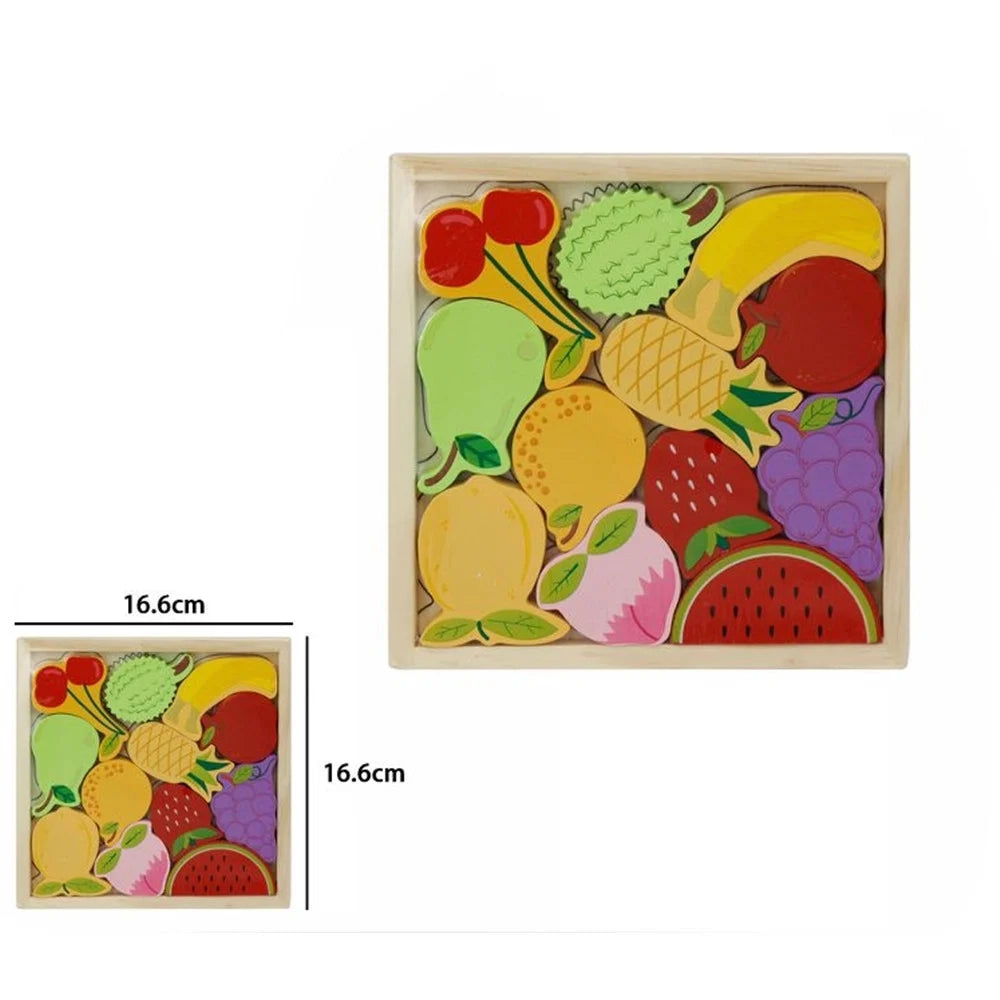 Trade Shop - Puzzle 3d A Incastro In Legno Forma Frutti Per Bambini Gioco Da Tavolo Educativo 07941 -