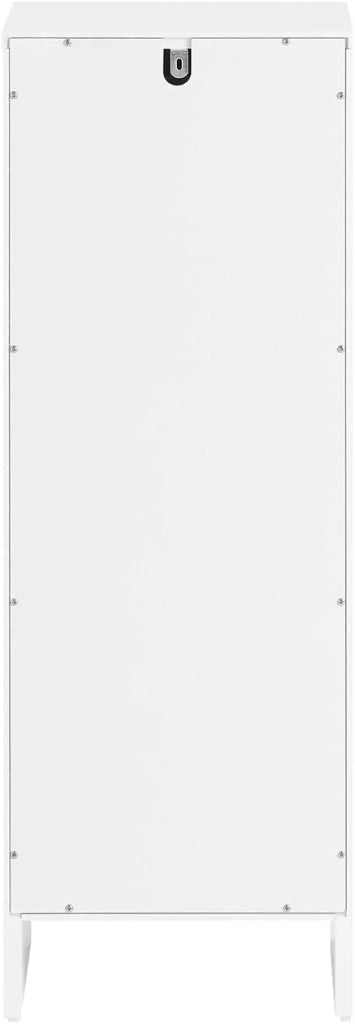 Mobiletto Bagno Salvaspazio con Cesto Portabiancheria – Mobile Bagno Bianco 30x30x87 cm con Anta a Ribalta, Armadietto Bagno Moderno per Bagni Piccoli, WC o Lavanderie BZR154-W
