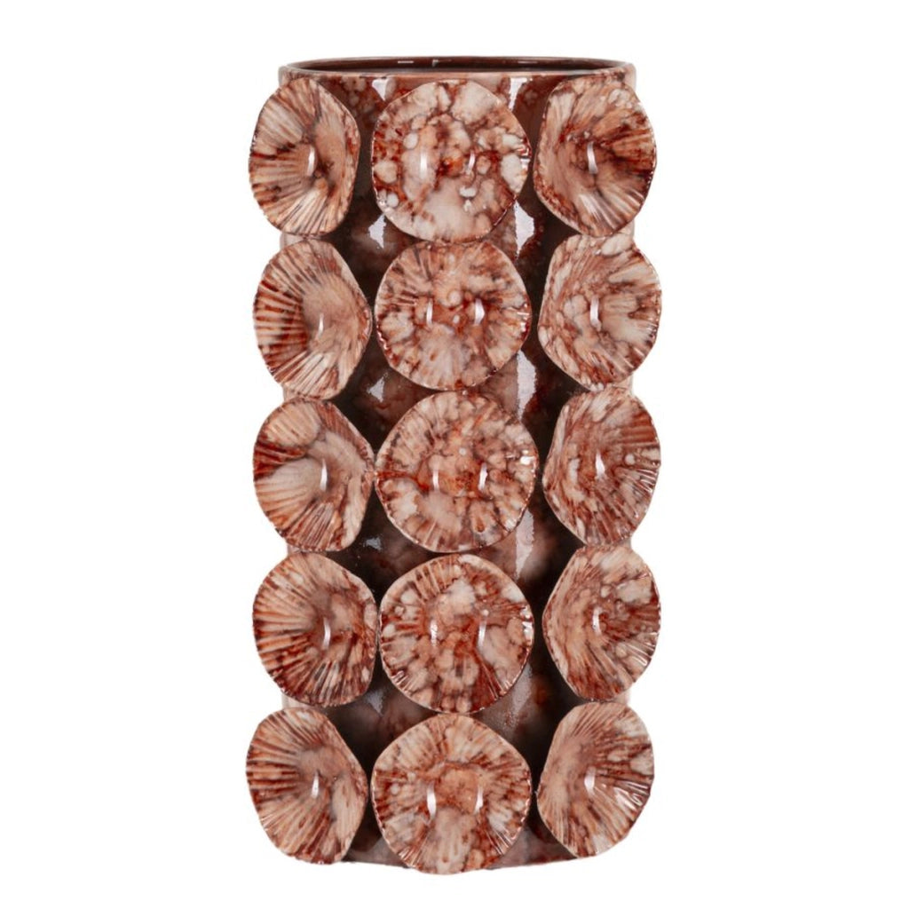 Vaso Decorativo VKH854, Rosso, Metallo, 12,5x12,5x24 cm