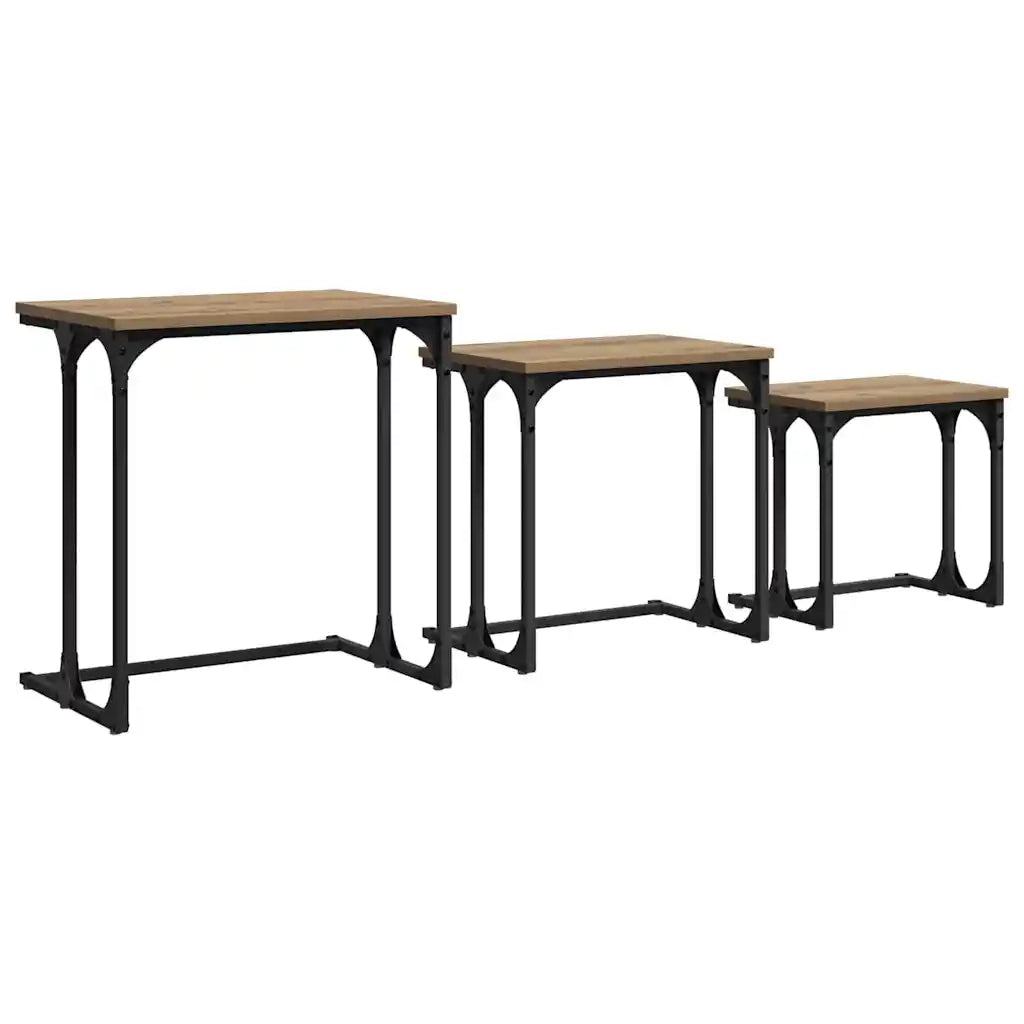 3 pz Tavolo da salotto | Tavolino da caff¨¨ | Tavolino da Soggiorno nesting rovere artigianale