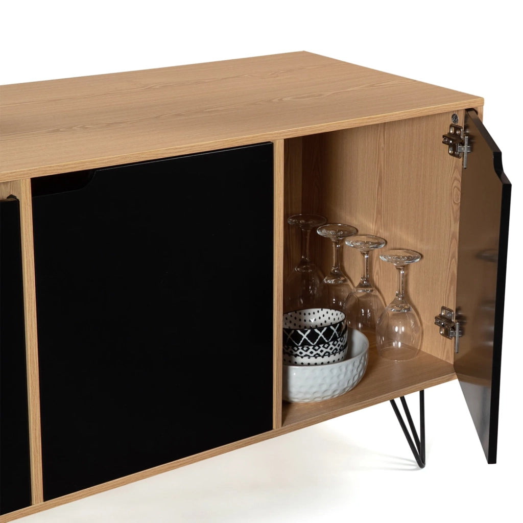 IDMarket - Credenza bassa vintage NOEMI 3 ante in legno