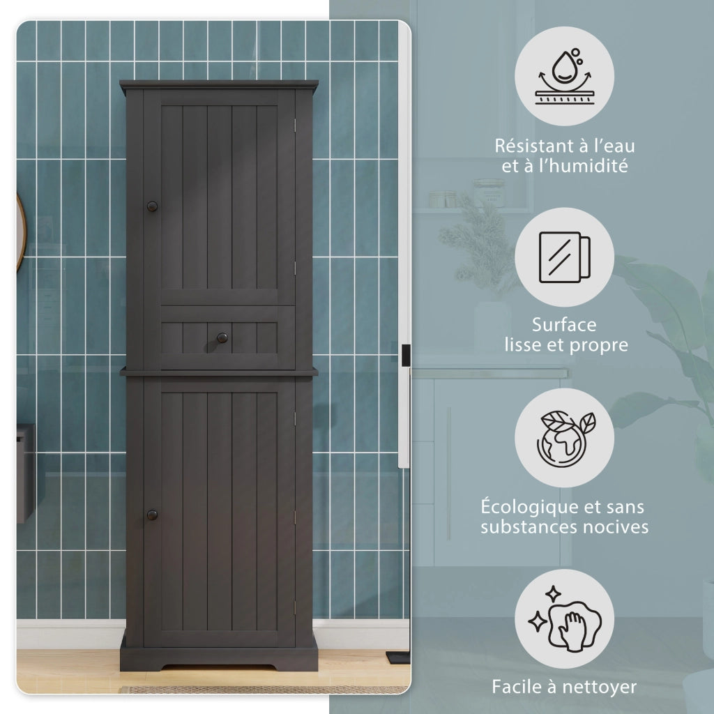 Mobile da bagno con 2 ante; 1 cassetto e ripiani regolabili - per bagno - nero