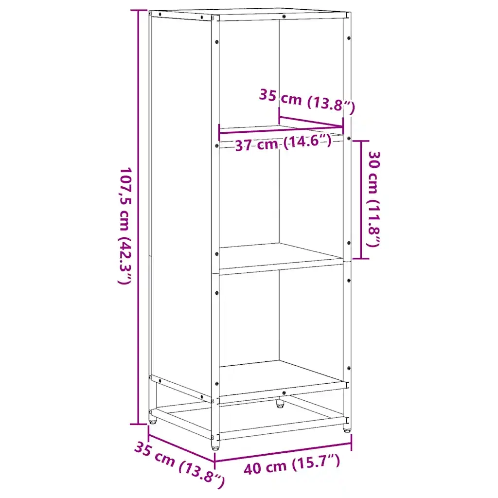 Libreria Grigio Sonoma 40x35x107,5 cm in Legno Multistrato 849112