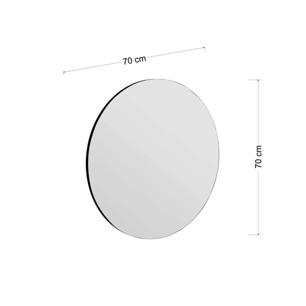 Specchio Bairo, Specchiera, Articolo d'arredo a muro, Decorazione con specchio, 70x2h70 cm, Nero