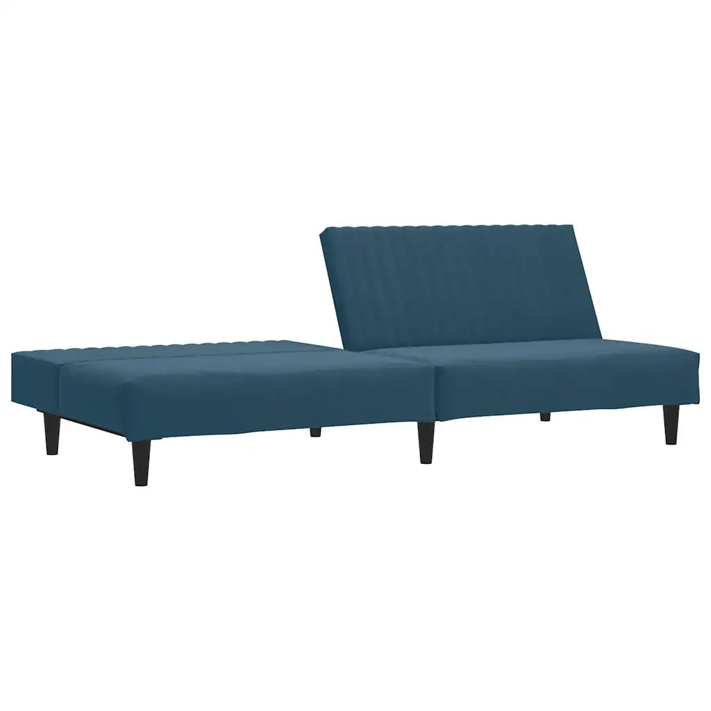 Divano Letto a 2 Posti Blu in Velluto 375925