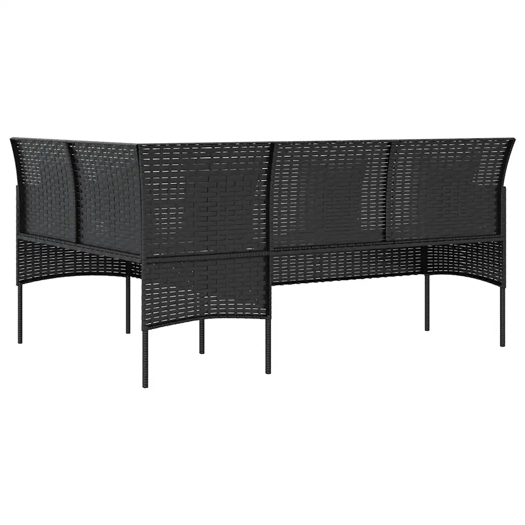 Set Divano a L con Cuscini 5 pz Nero in Polyrattan 318578