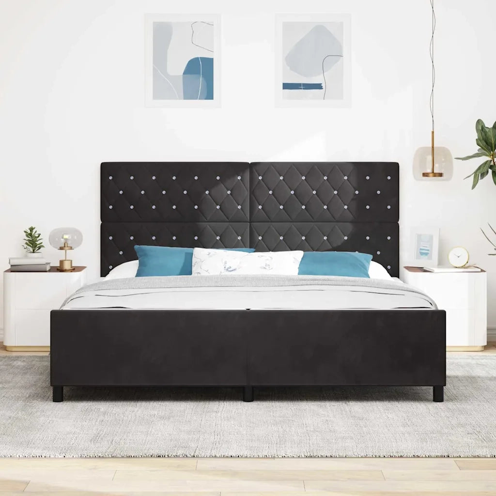 Letto a molle con testiera Nero 200 x 200 cm Velluto 3344899