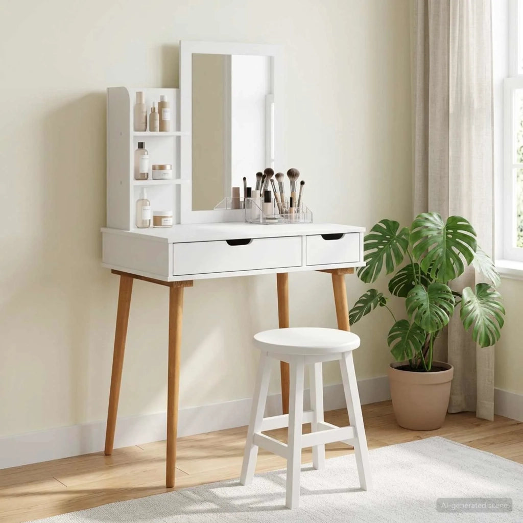 Set Tavolo da Trucco FAUSKE 3 pcs Bianco 76 x 50 x 143 cm 3438579