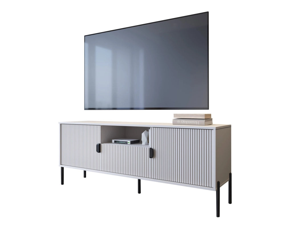 Rabattone, Mobile Porta tv un Cassetto, 155x40x69h cm Beige