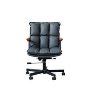 Sedia da ufficio ergonomica girevole in similpelle con altezza regolabile e base in metallo nero