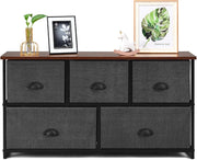Cassettiera 5 Cassetti, Mobiletto Multiuso Salvaspazio, per Camera da Letto Bagno Ingresso, 100x30x53,5cm