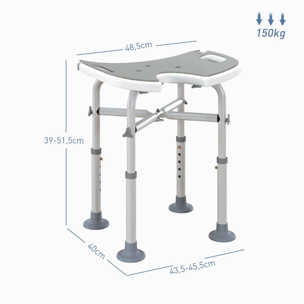 Sgabello da doccia con altezza regolabile e barra di supporto ¨C zephmum ¨C grigio 39-51.5 cm