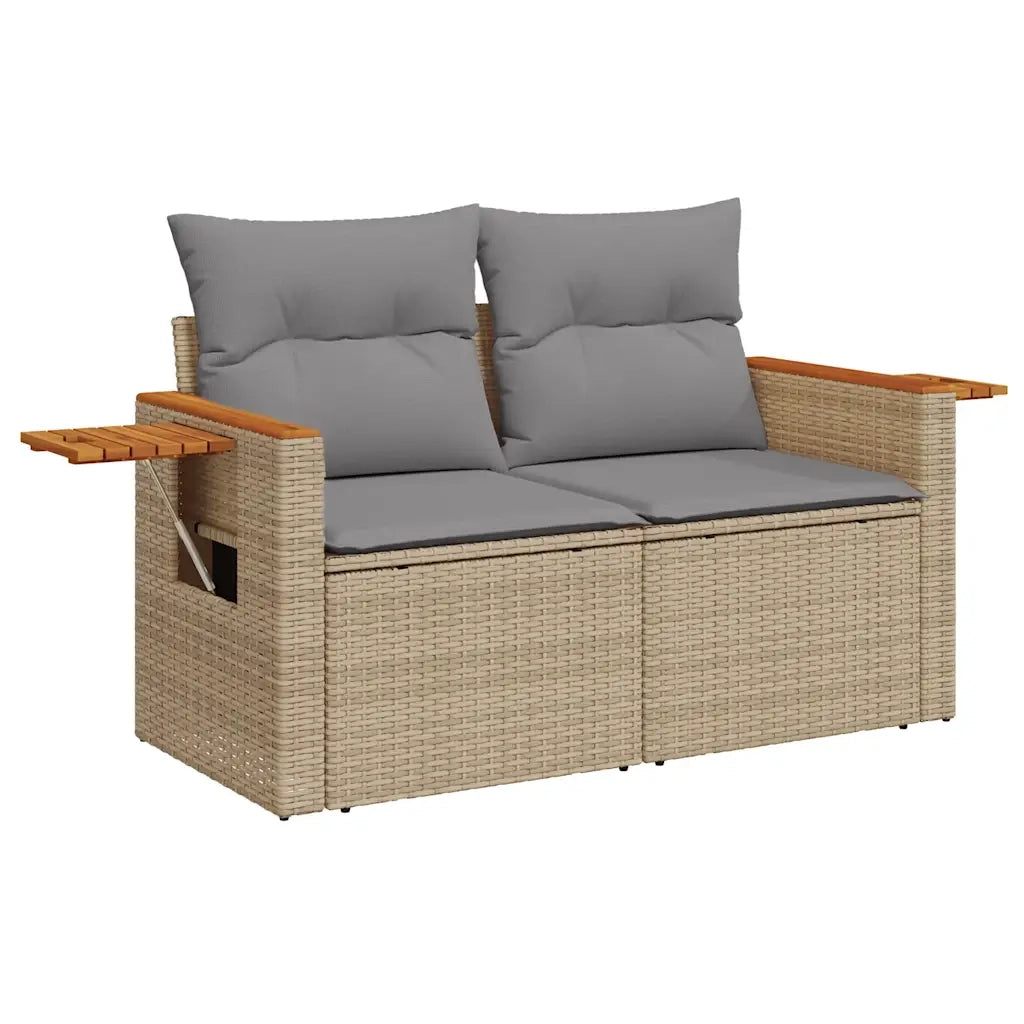 Set Divano da Giardino 4 pz | Set Salotto da Giardino con Cuscini Beige in Polyrattan