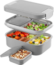 Lunchbox per adulti 1900ml Bento Box per adulti senza contenuti liquidi per ufficio, scuola (grigio)