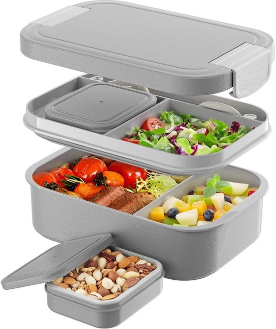 Lunchbox per adulti 1900ml Bento Box per adulti senza contenuti liquidi per ufficio, scuola (grigio)