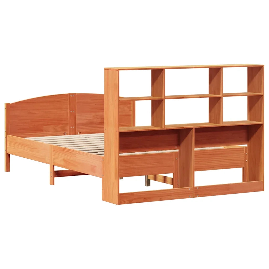 vidaXL Letto Libreria senza Materasso Marrone Cera 150x200 cm in Pino