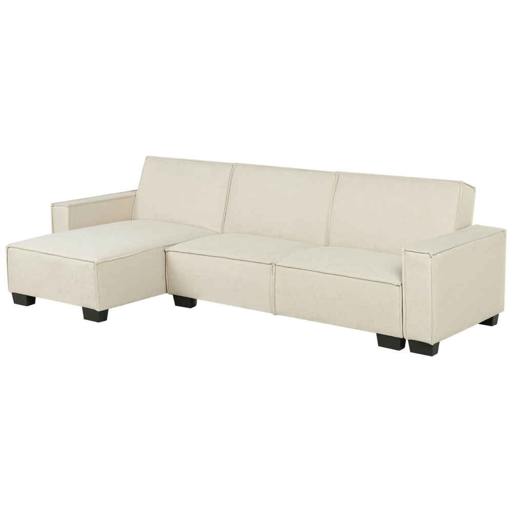 Divano letto ad angolo Letto a L a 3 posti con rivestimento in tessuto beige