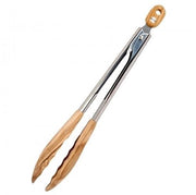 Tang di olivo, 30 cm, manico in acciaio inossidabile con punte in legno, forchetta di legno con manico in acciaio inossidabile, forchetta per barbecue, utensile da cucina, da griglia, da buffet
