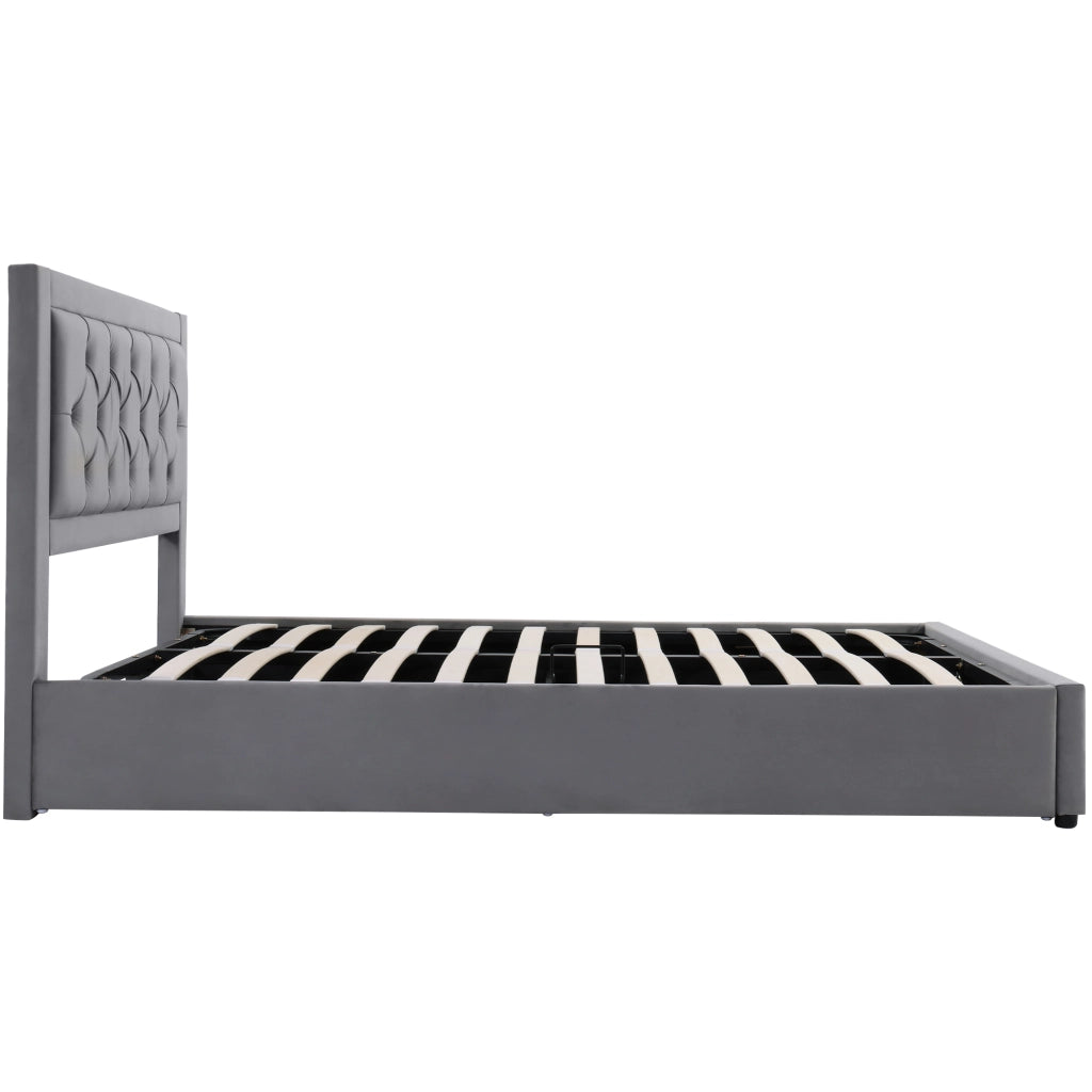 Letti contenitori 140x200 cm con contenitore; struttura in acciaio; grigio (Senza materasso)