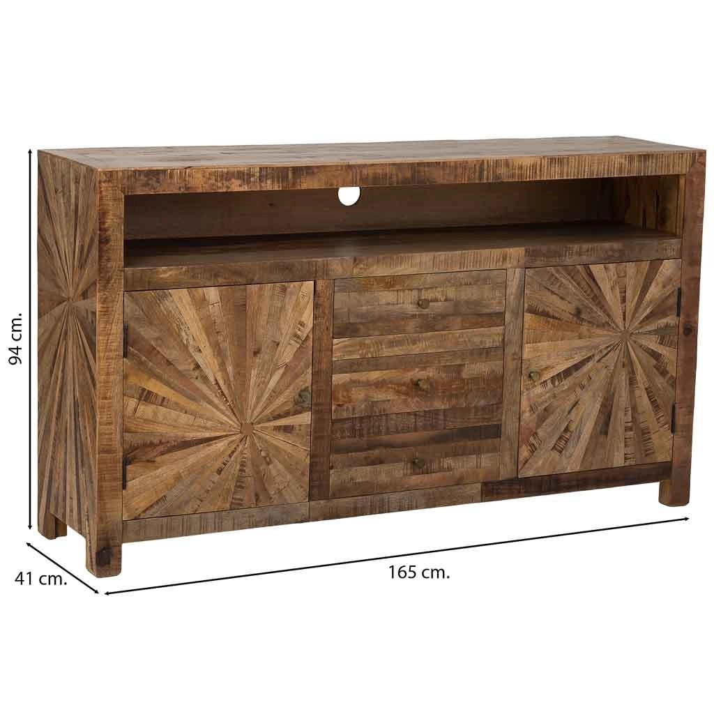 Credenza in legno naturale 165x41x94
