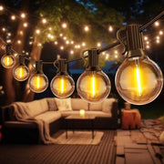 Fili di illuminazione LED per esterni da 15 metri con 27 lampadine e luce calda - resistente all'acqua - per giardino, balcone, terrazza, matrimoni, feste, cortile - funziona con corrente - inclusa regolazione di luminosità