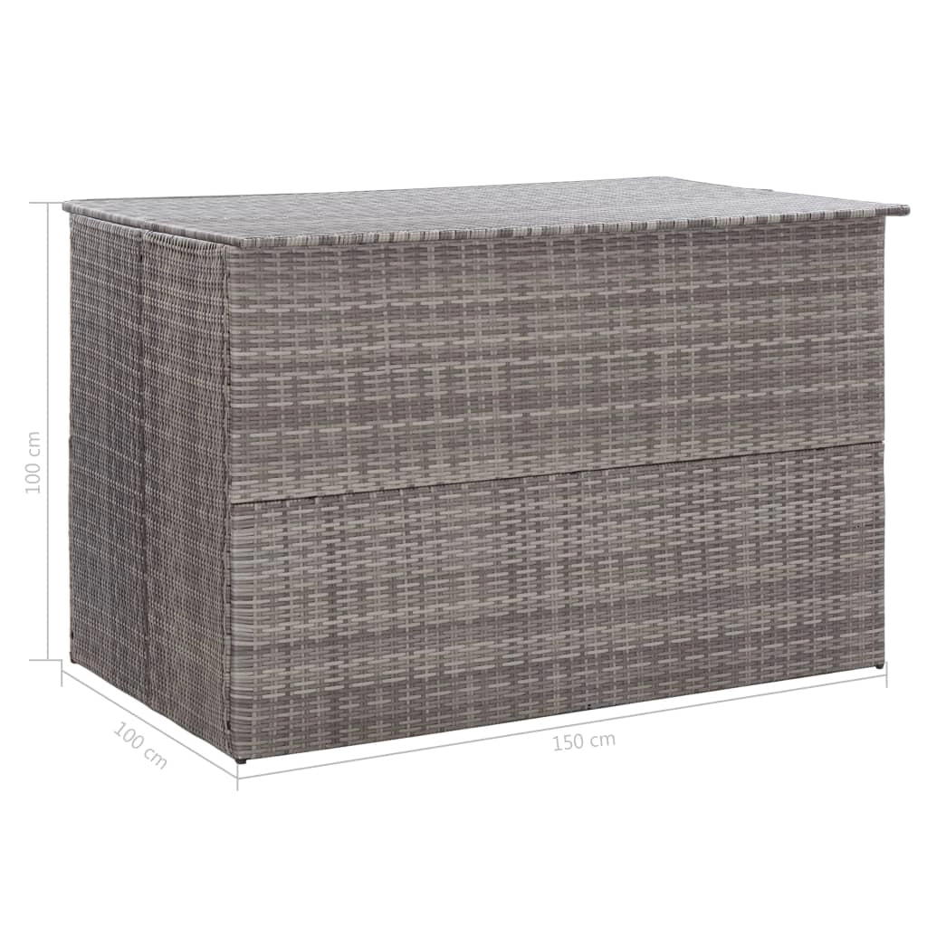 Contenitore/box da giardino grigio 150 x 100 x 100 cm resina intrecciata 02_0013085