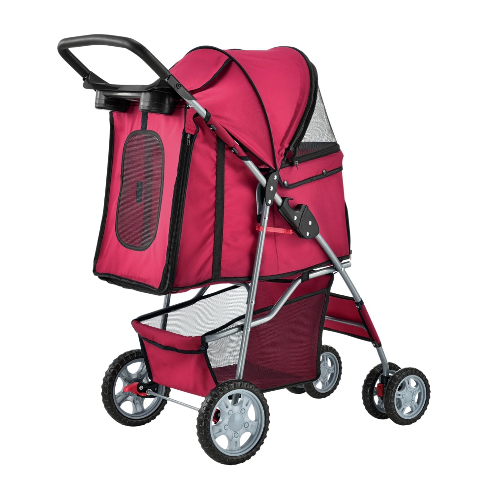 Passeggino Niceville per Cani e Gatti Fino a 15 kg Carrello Pieghevole - Rosso pro.tec