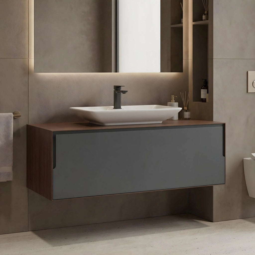 Mobile lavabo "Craft 120" - 120 x 50 x 40 cm - Noce / Antracite