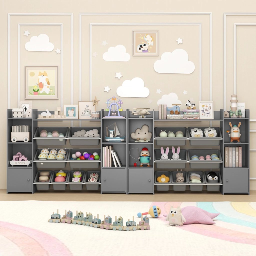 Organizer di stoccaggio grande con 8 cestini removibili per giochi, Organizer armadio di stoccaggio per cameretta e camera Grigio chiaro-Scaffalature
