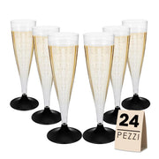 FLUTE SET 24 PZ CON BASE NERA IN CONFEZIONE DA 6 PEZZI L'UNA REALIZZATI IN PLASTICA