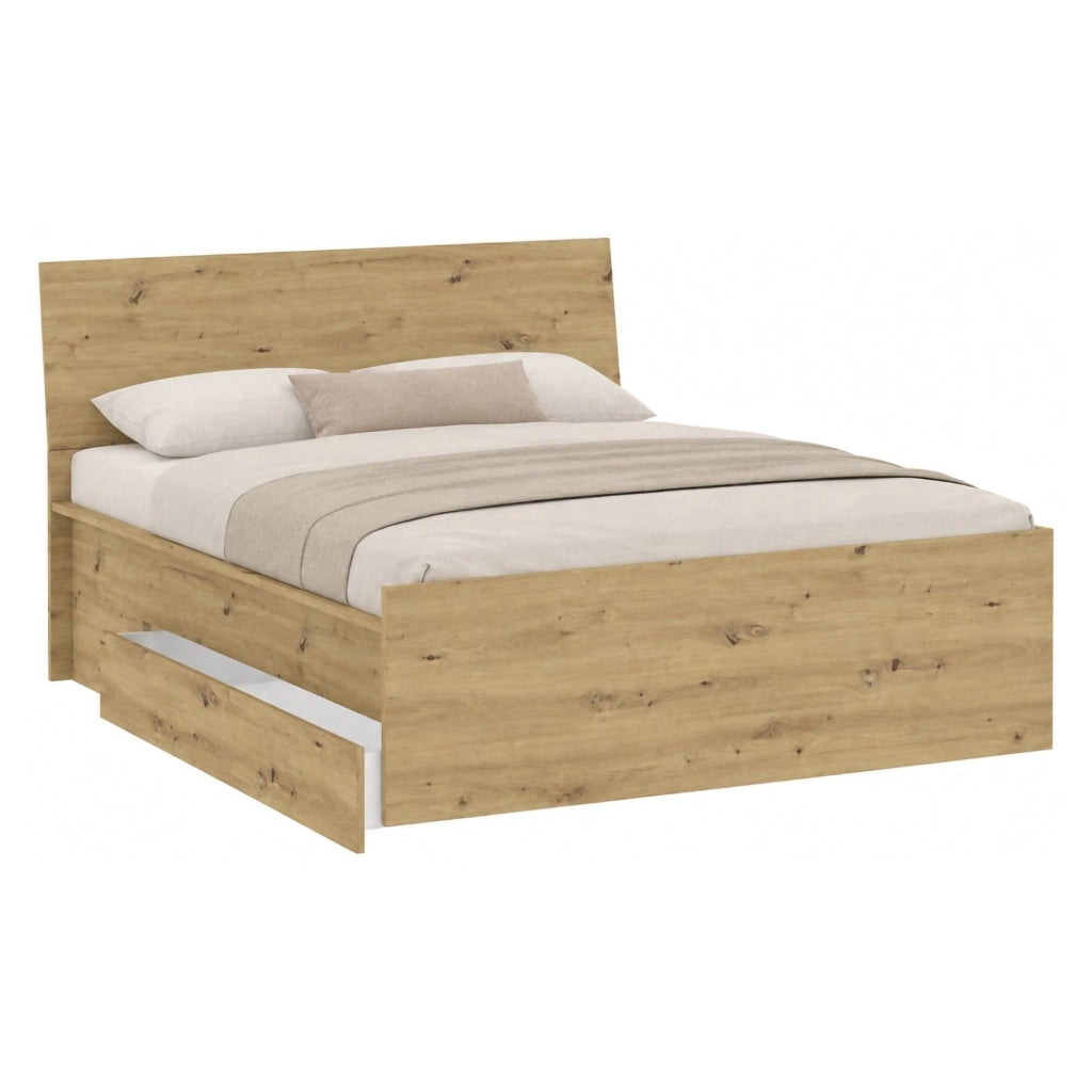 Letto Matrimoniale Lidati, Letto Matrimoniale Dimensione Materasso 160x200 cm, Marrone Rovere Nodi