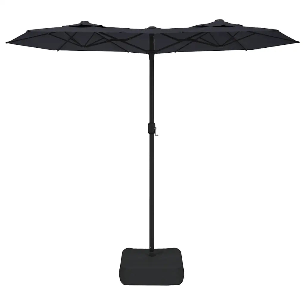 Ombrellone a Doppia Testa con LED Nero 316x145 cm 362975