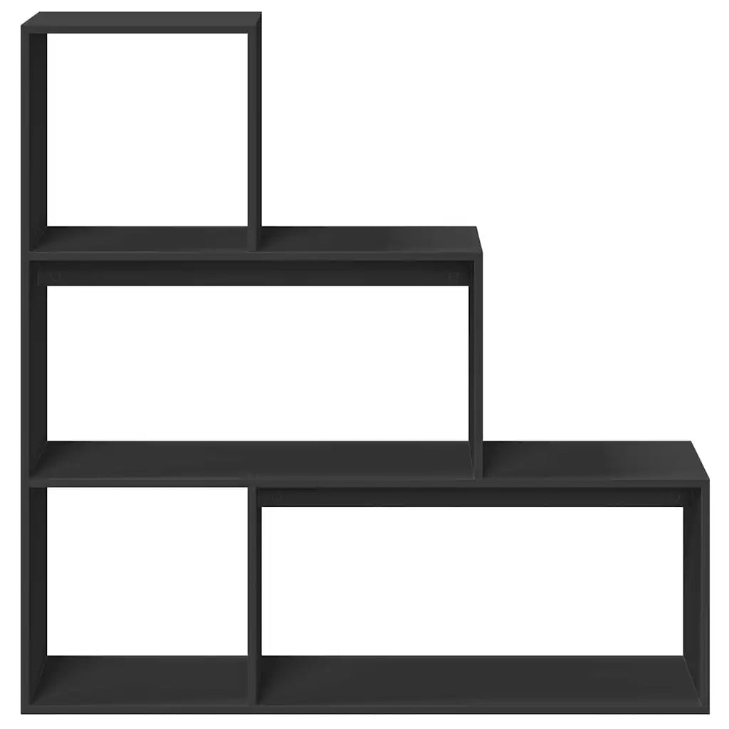 Libreria Divisorio 3 Ripiani-Scaffale per Libri-Mobile di Stoccaggio Nera 123x29x123 cm in Truciolato