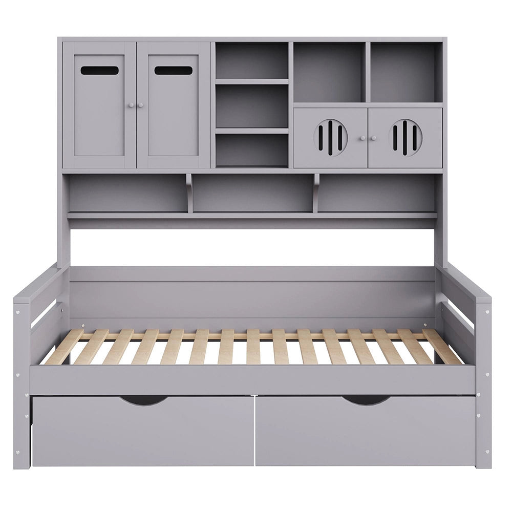 Divano letto legno 90x200cm?- Xylo - cassetto grigio