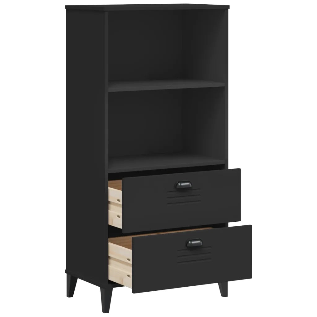 Libreria-Scaffale per Libri-Mobile di Stoccaggio VIKEN Nera 60x35x123 cm in Legno Multistrato