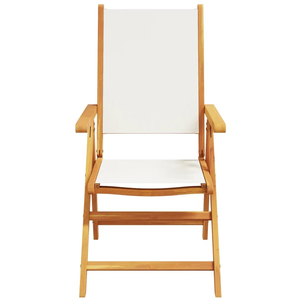 Sedie da Giardino Reclinabili 6pz Bianco Crema Tessuto e Legno 3214539