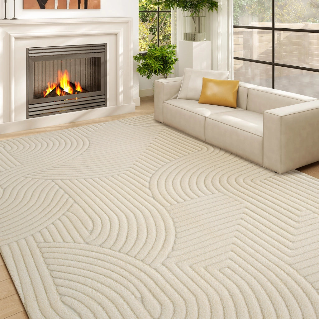 Tappeto moderno pelo corto ¨C zephmum ¨C 160x120 cm crema base antiscivolo