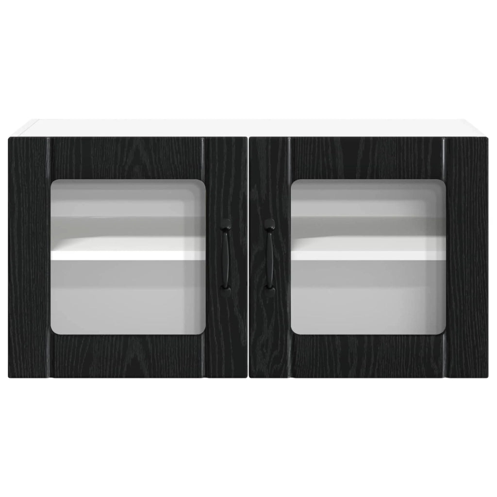 Mobile in vetro da parete LUCCA Rovere Nero 80 x 31 x 40 cm 884946