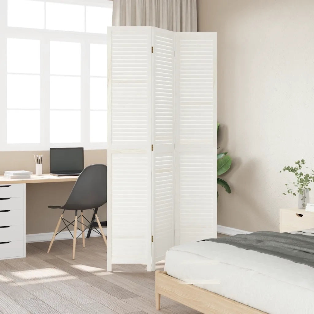 Divisorio Ambienti | Divider per stanze | Paravento 3Pannelli Bianco Legno Massello di Paulownia
