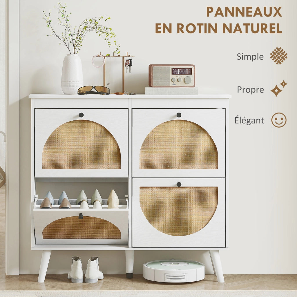 Scarpiera con ripiano regolabile ¨C zephmum ¨C bianco 105x24x97.5 cm