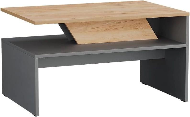 Tavolino da salotto Arden, Bianco/Artisan, 80 x 52.6 cm, con vano portaoggetti sotto il piano del tavolo per la conservazione