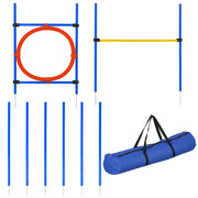Set Attrezzatura Agility per Cani ¨C zephmum ¨C Pali Slalom, Ostacolo, Anello + Sacchetto Blu Giallo Rosso