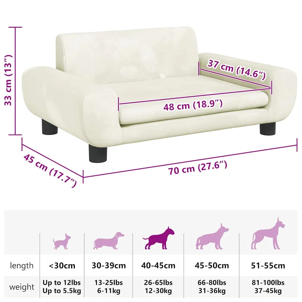Cuccia per cani a forma di cesto comoda 70 x 45 x 33 cm velluto crema 02_0042875